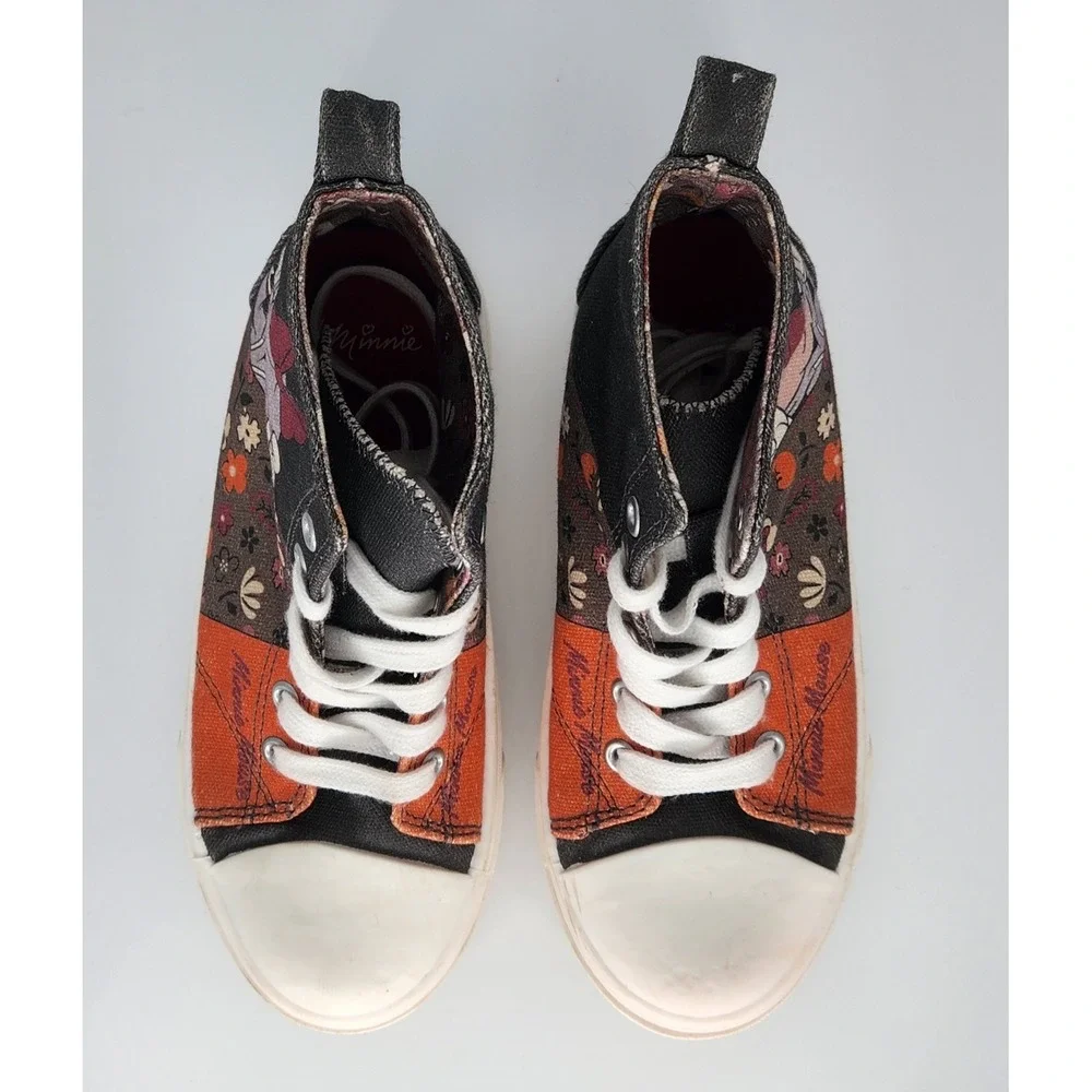 Disney Girls MINNIE MOUSE‎ Hi-top Sneaker Shoe Lace Up Size 2 Canvas Cartoon